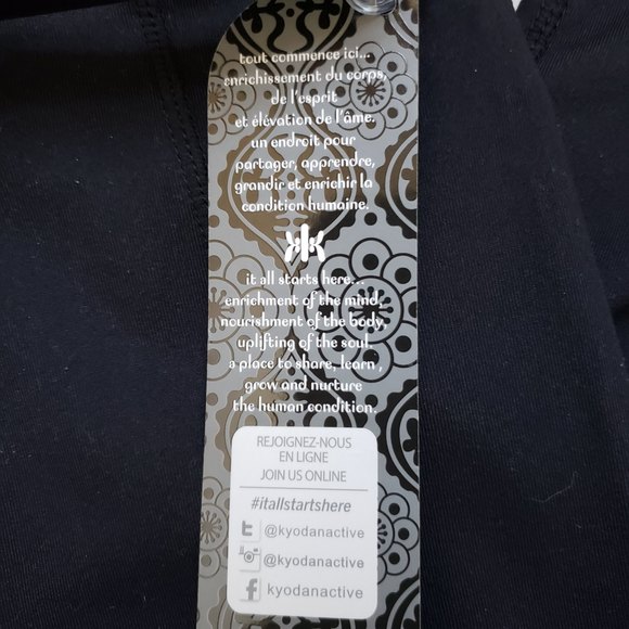 Kyodan leggings Size XS Black/Purple Reflective Strip Decorative Hem Pocket NWT - Picture 8 of 12